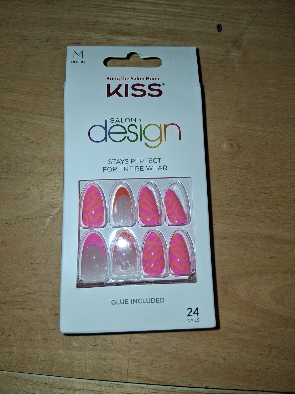 Rare KISS Salon Design Pink & Orange Press-On Nails